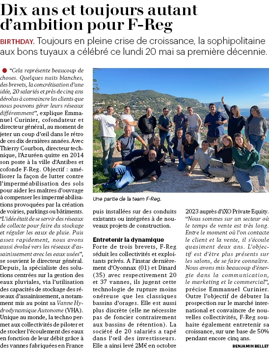 Article du journal Tribuca sur les 10 ans de F-Reg